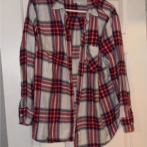 Ava & Viv Red and White Plaid Shirt